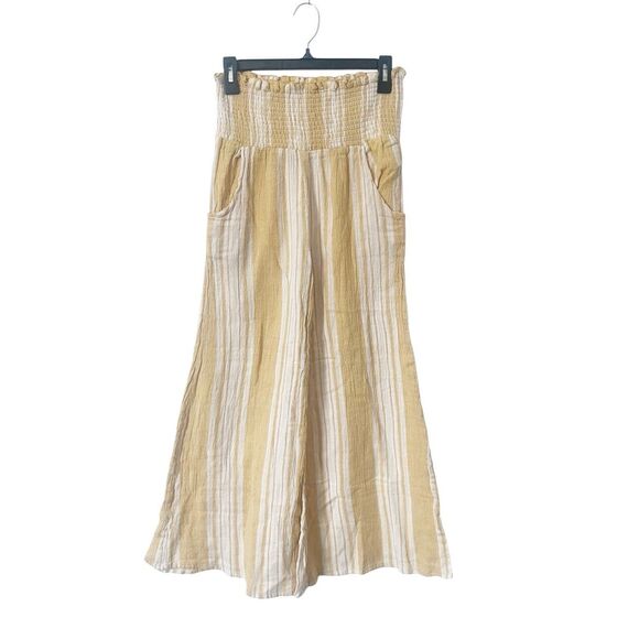 Ripcurl Yellow and White Striped Wide Leg Cotton‎ Pull On Pants Size Small - Picture 1 of 5